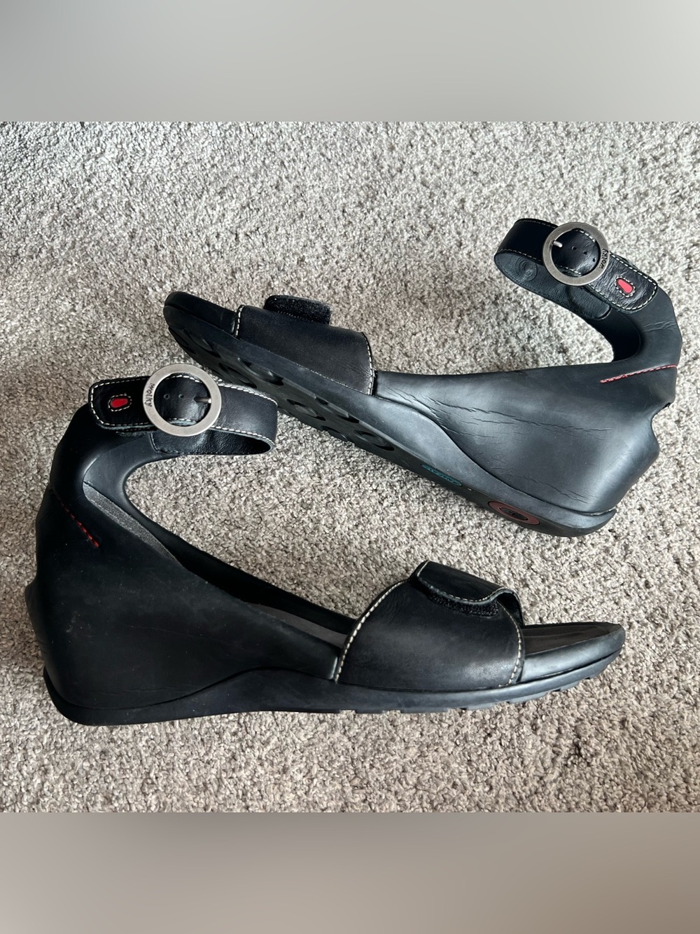 Wolky Ka Wedge Sandals Size 42 Leather Strappy Slingback Ankle Strap